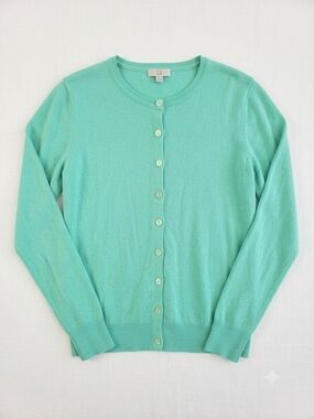 Chadwicks Seafoam Green Crewneck Button-Front Cardigan